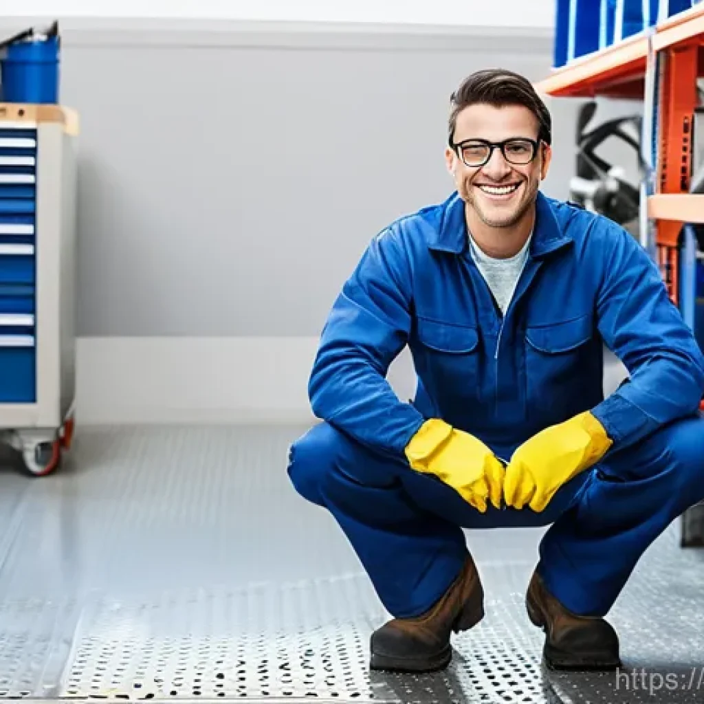 자동차정비 실습 중 발생할 수 있는 사고 대처법 - **Prompt:** A professional automotive technician, gender-neutral, wearing clean, fitted work overall...