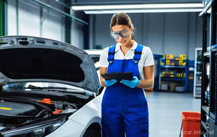 자동차정비사 자격증 국제 인증 가능 여부 - **Prompt 1: "The Skilled Automotive Technician Abroad"**
"A confident female automotive technici...